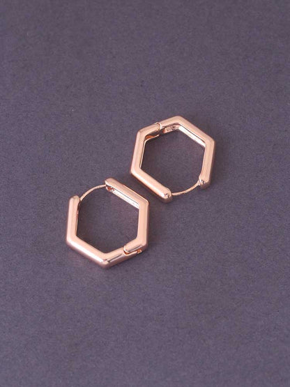 Rose Gold Rectangle Hoops