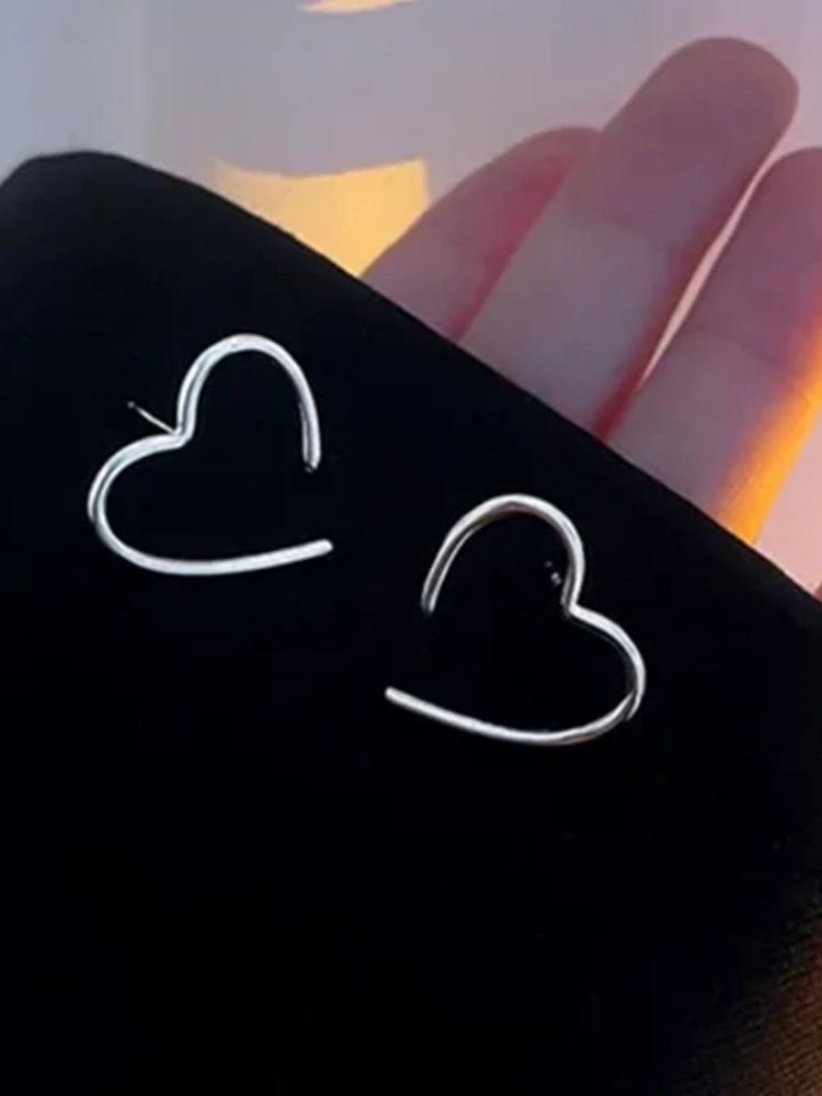 Silver Heart Studs