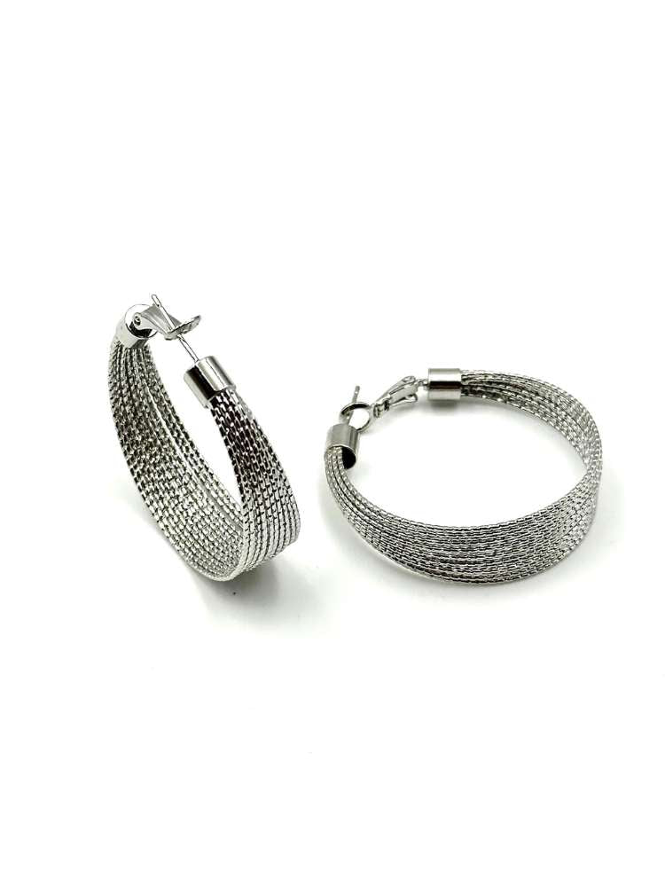 Silver Layered Wire Hoops