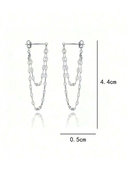 Silver Rhinestone Danglers