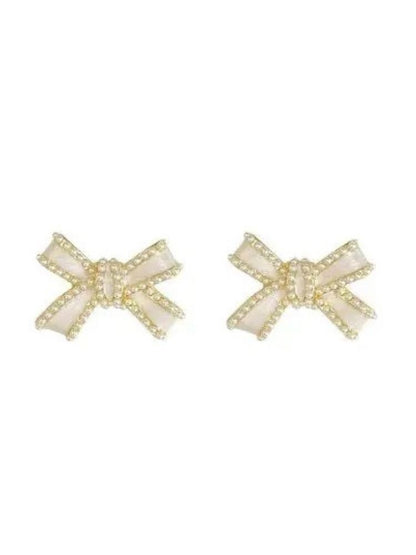 White Bowknot Studs