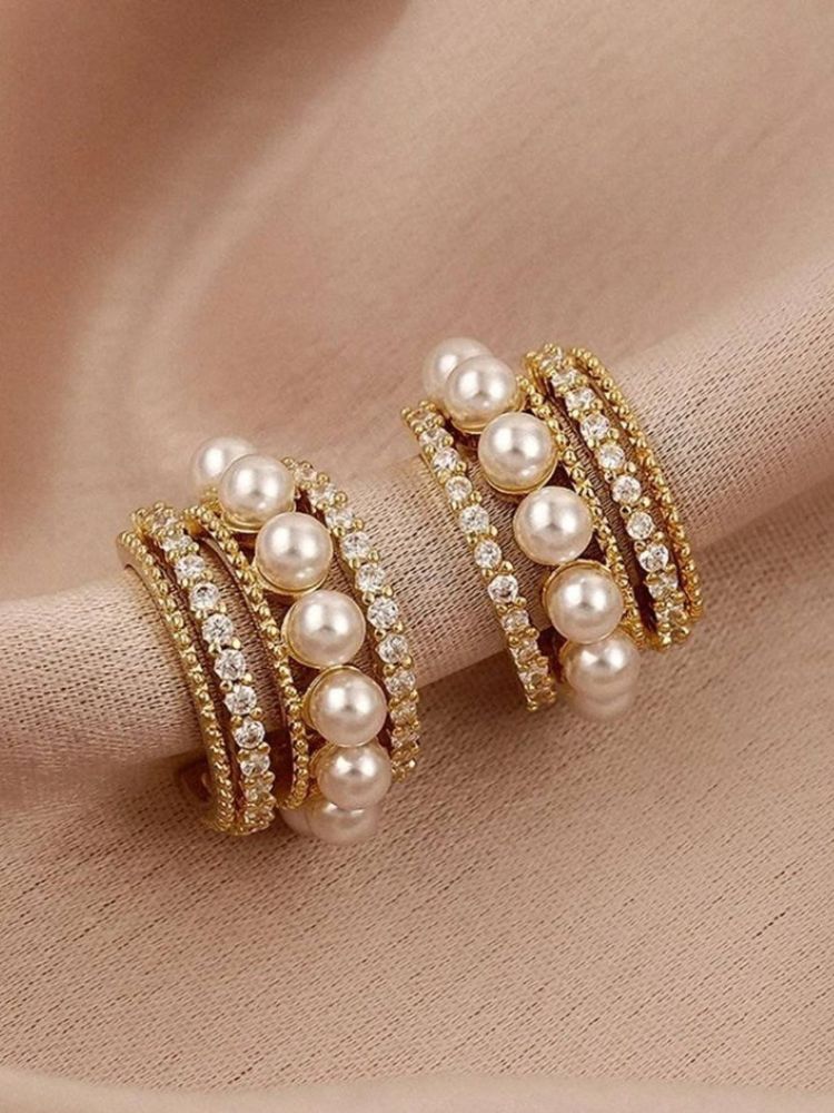 White Crescent Studs