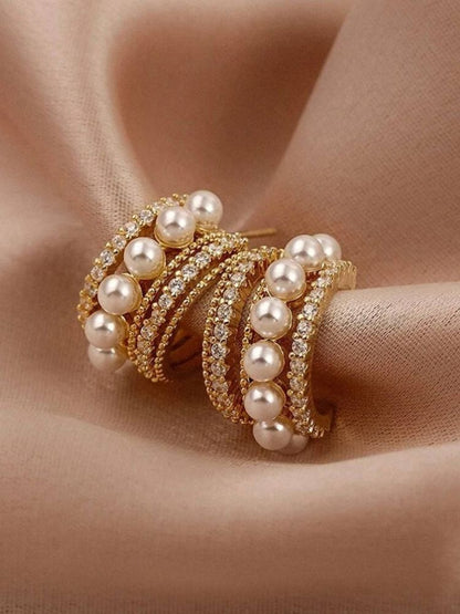 White Crescent Studs