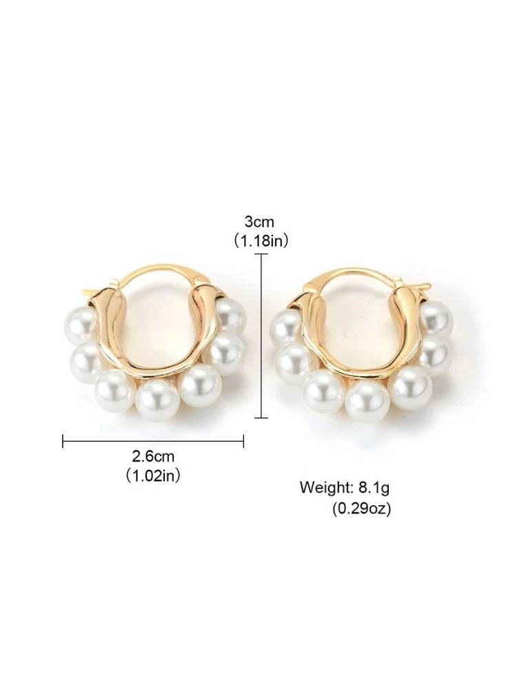 White Cuff Pearls Hoops