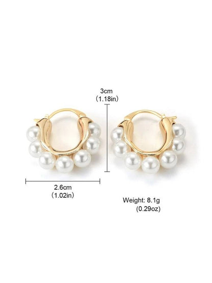 White Cuff Pearls Hoops