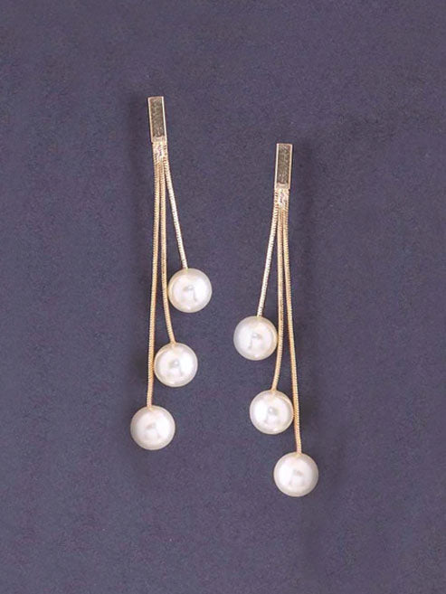 White Hanging Pearls Tassels