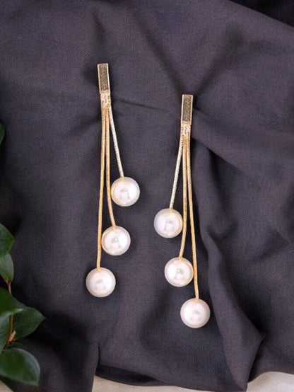 White Hanging Pearls Tassels