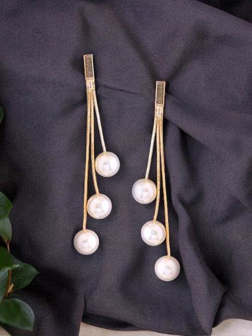 White Hanging Pearls Tassels