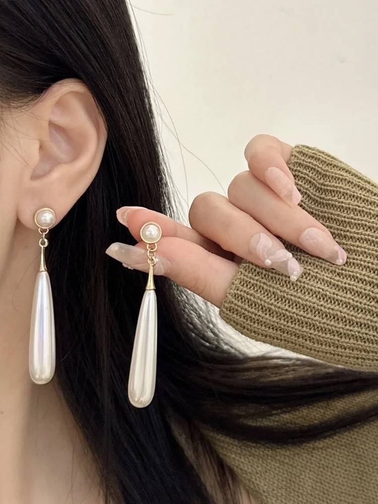 White Waterdrop Danglers