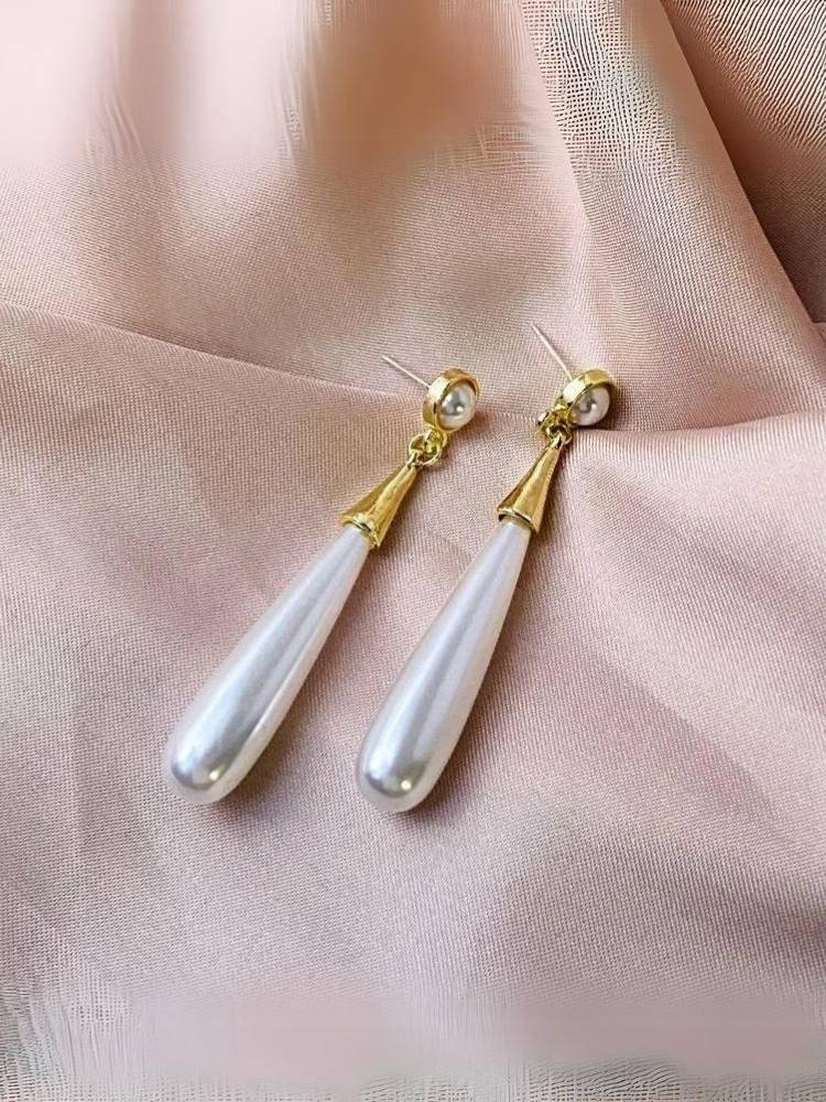 White Waterdrop Danglers