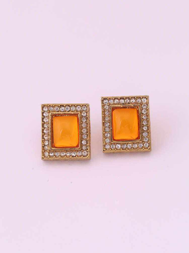 Orange Rectangle Studs