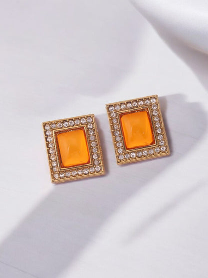 Orange Rectangle Studs