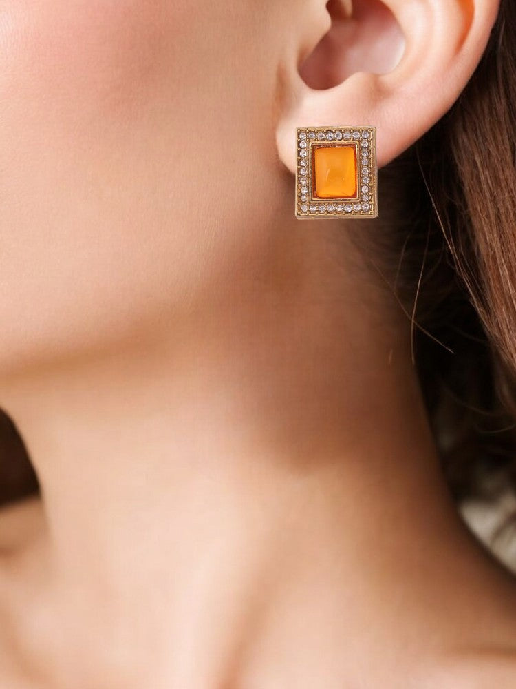 Orange Rectangle Studs