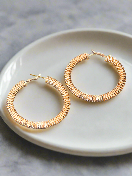 Golden Round Spiral Hoops